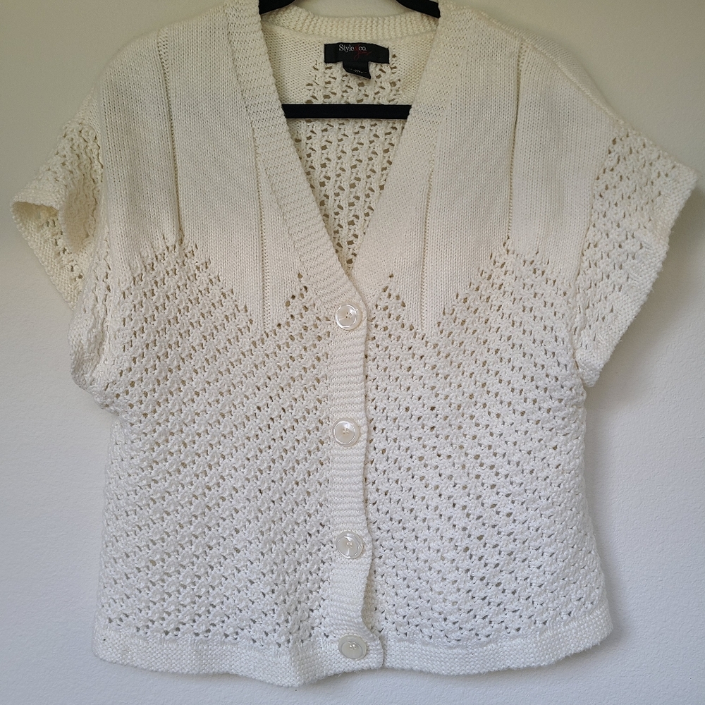 Winter White Knit Short Sleeve Sweater